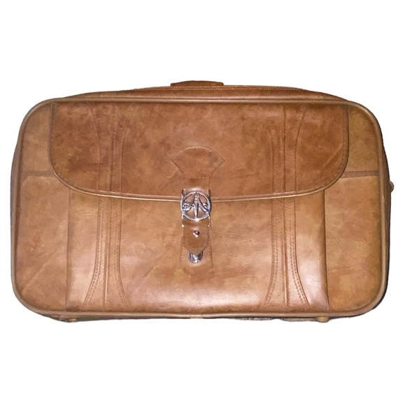 Vintage 1978 American Tourister  Inc. 100% Leather Brown Suitcase (Carry-On) - Picture 7 of 17
